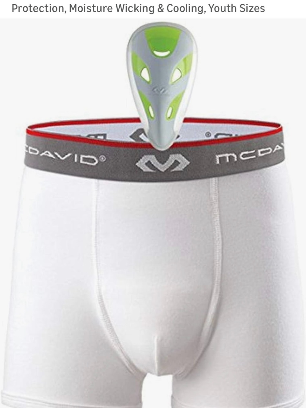 McDavid Kids White Boxer Briefs with Gray Waistband
